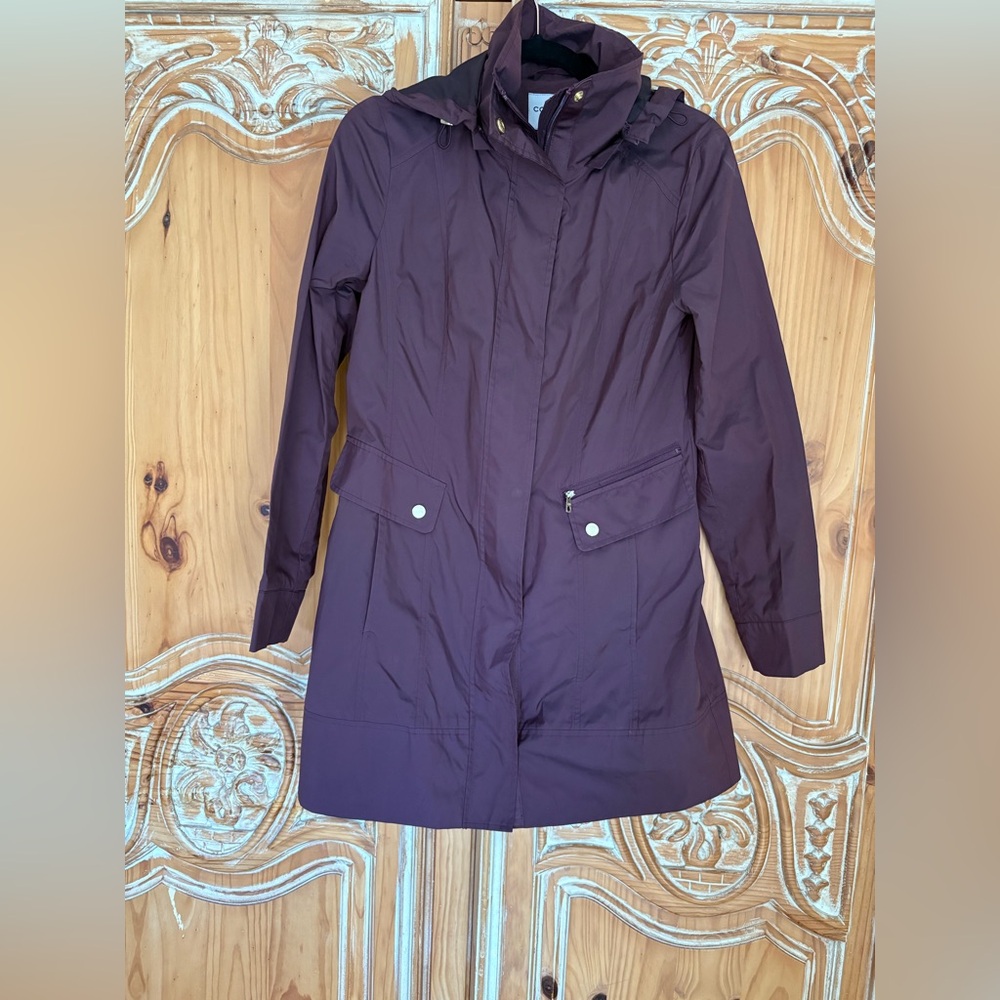 Women's Purple/maroon Hooded Jacket packable with stuff bag. Petite small